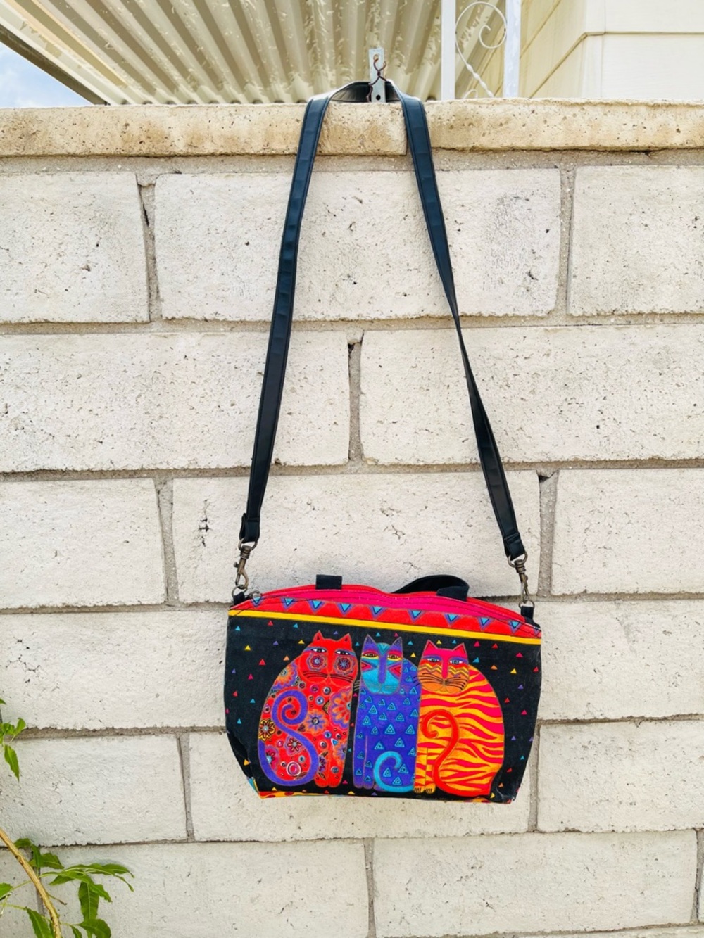 Colorful Cat Canvas Crossbody by LAUREL BURCH